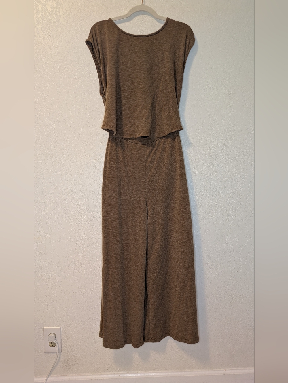 Bucket List Open Front Wide-Leg Knit Jumpsuit in Brown - Picture 7 of 13